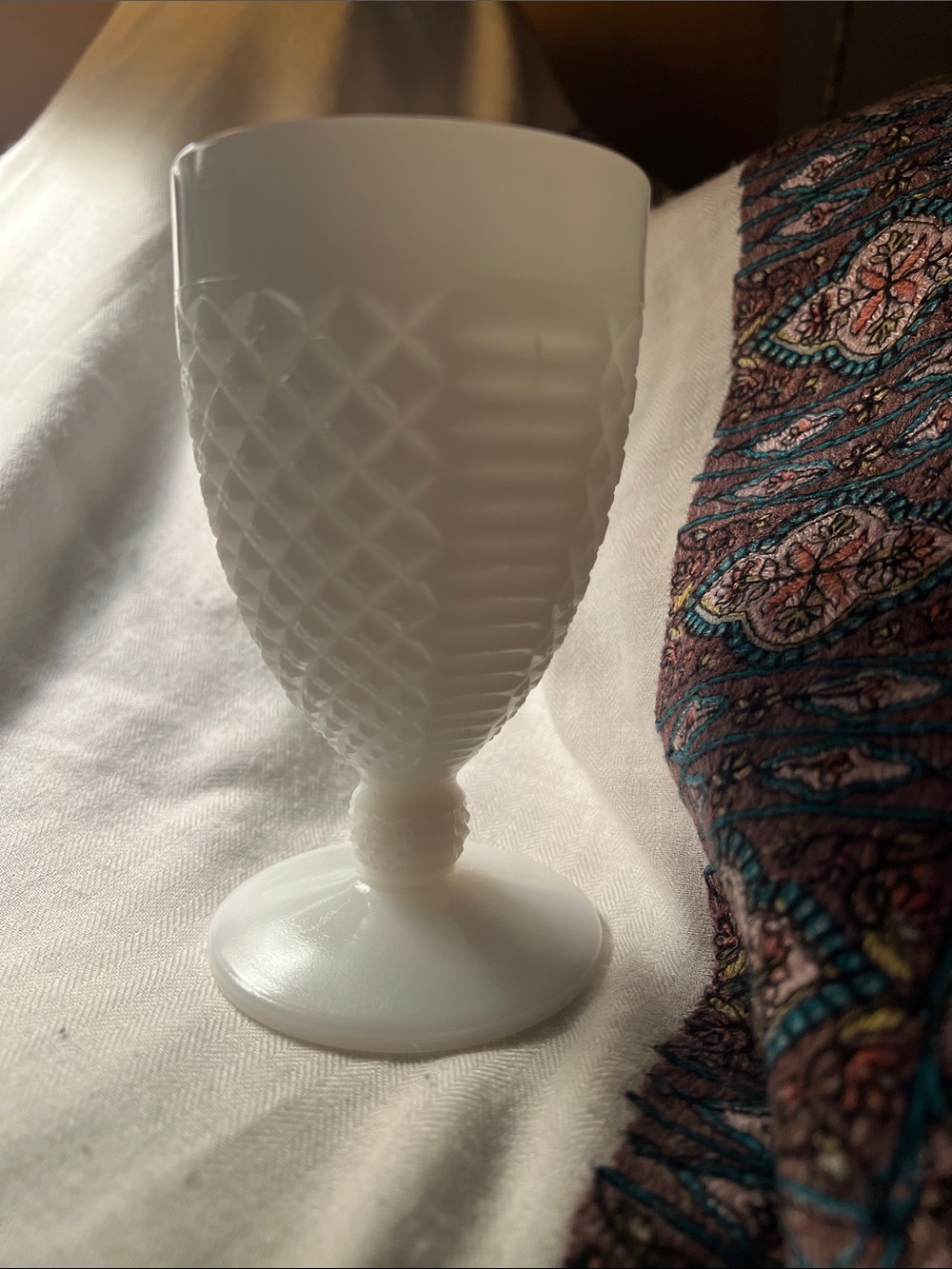 Milk Glass Goblet - White Decorative Stemware